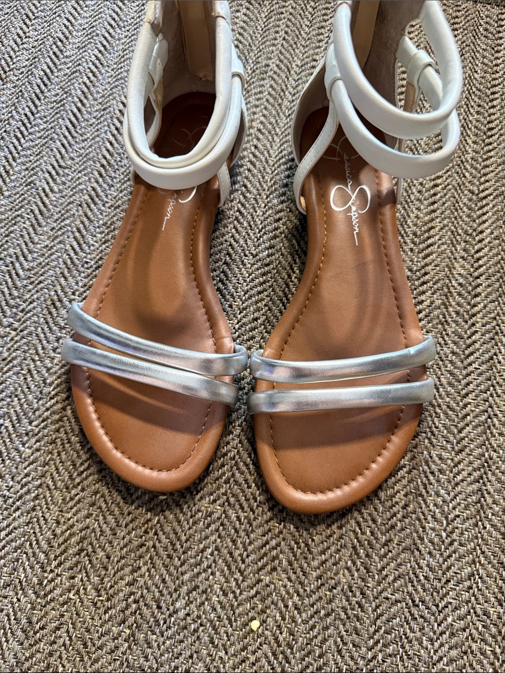 Jessica Simpson white/silver sandals